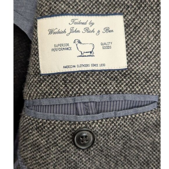Woolrich John Rich & Bros Women's S Grey Wool Two Button Blazer 3/4 Sleeve - Picture 10 of 10